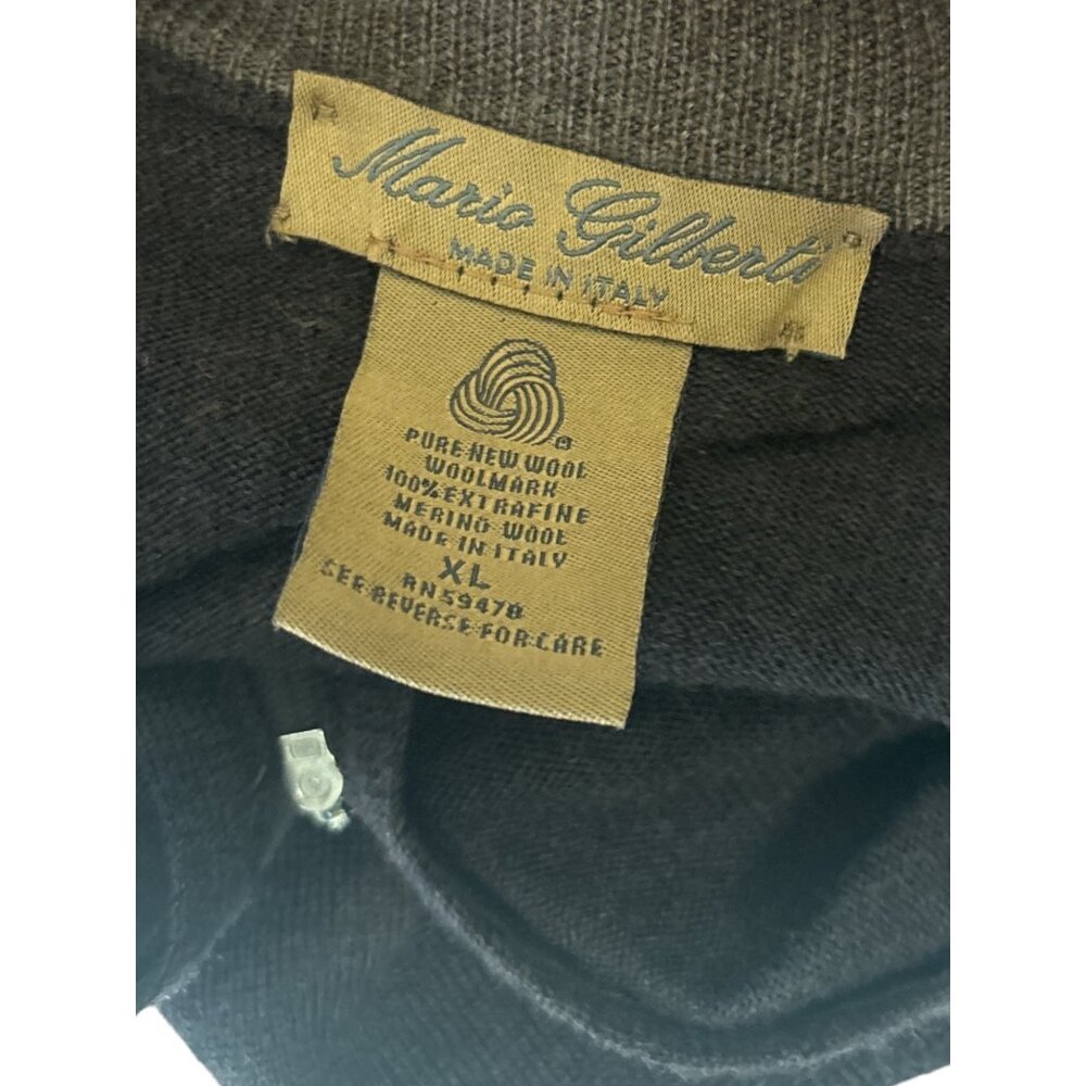 Mario Gilberti Made in Italy 100% Merino Wool Half-Zip Sweater XL Brown Pullover - Picture 7 of 10